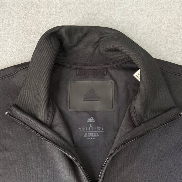 Adidas Mens Black Track Jacket Workout Athletic Full Zip 3 Stripes Size Large - Picture 11 of 16